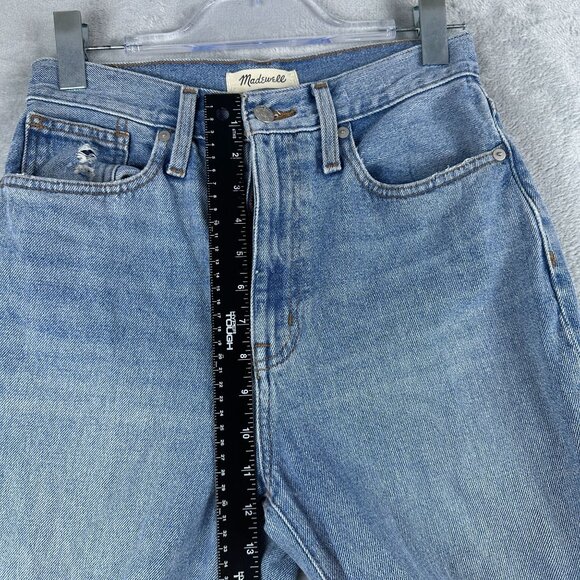 Madewell Baggy Jeans Straight Leg Womens Size 25 Distressed High Rise Blue - Picture 8 of 12